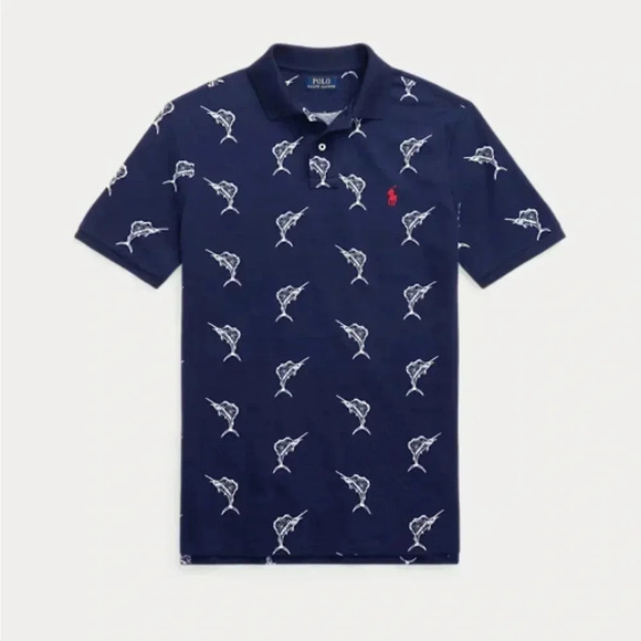 Polo Ralph Lauren Other - Polo Ralph Lauren Short Sleeve Shirt Navy Blue Classic Fit Marlin Sailfish 4XLT